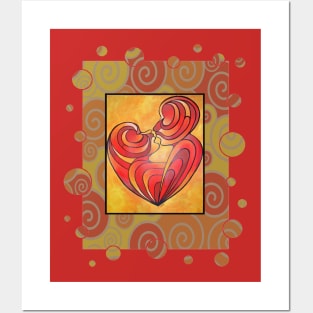 Kissing Couple Embrace And Form A Heart Vector Posters and Art